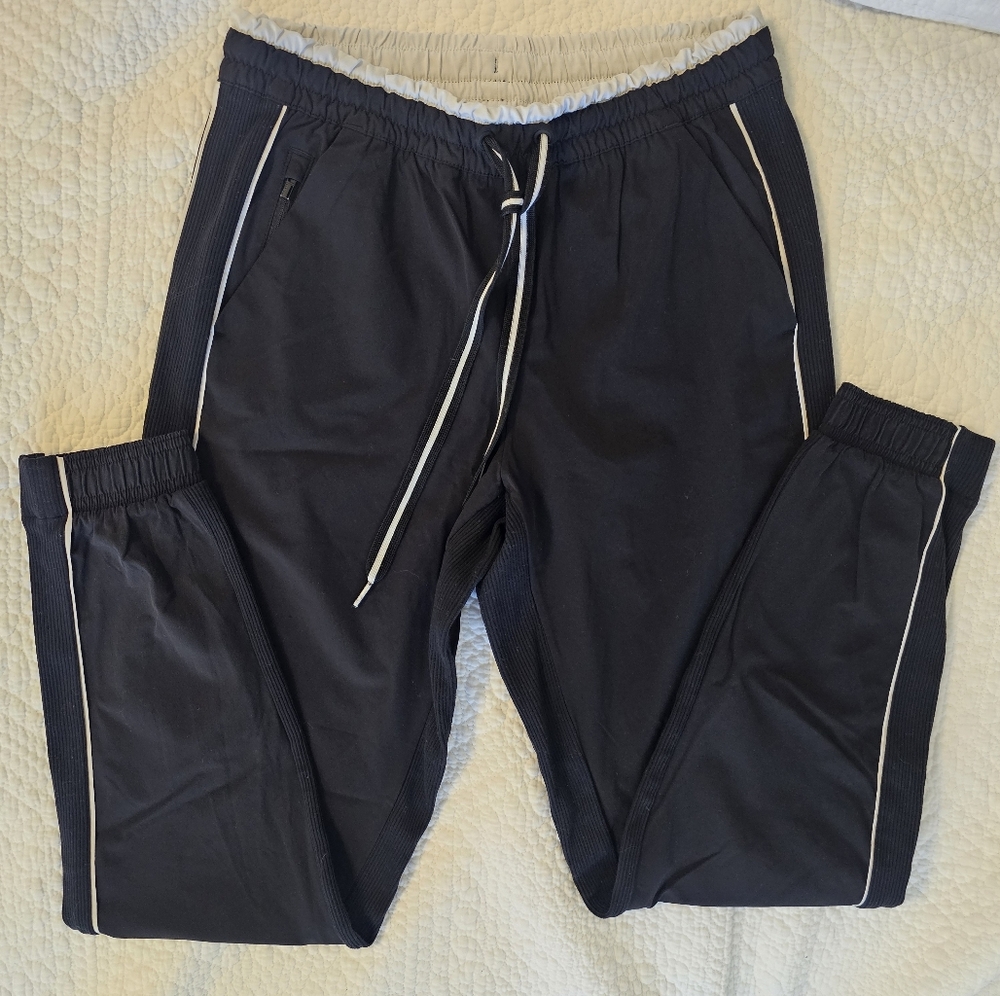 ATHLETA Brooklyn Joggers Track Pants Colorblock Black With White Trim- Size 2 - Picture 3 of 10